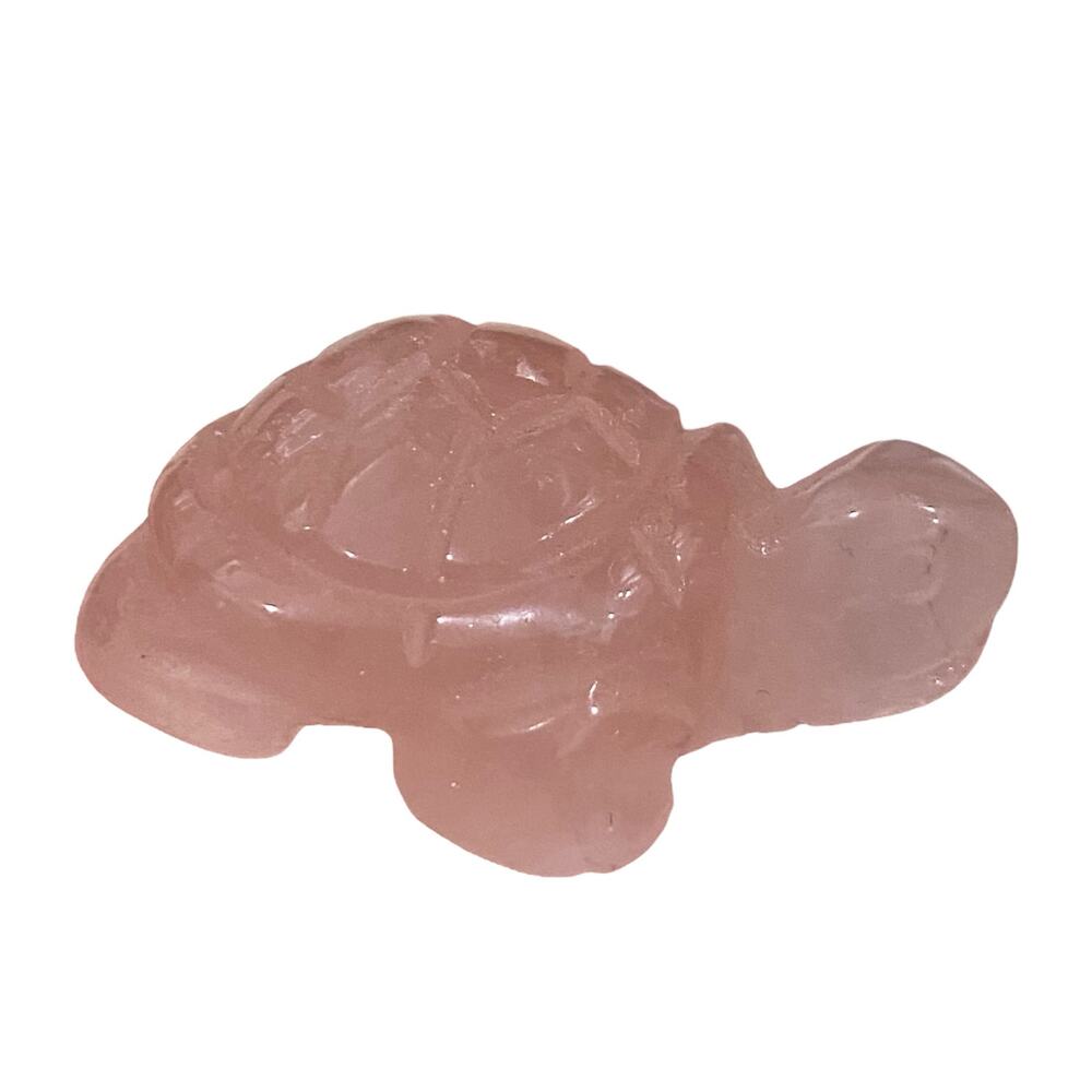 Tiny Natural Gemstone Pink Agate Sculpted Turtle Statue for Wealth & Prosperity